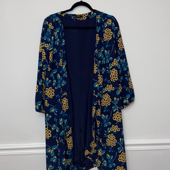 NWOT J. Crew Wraparound Dress Yellow Blue and Navy Size 12 - Picture 2 of 3